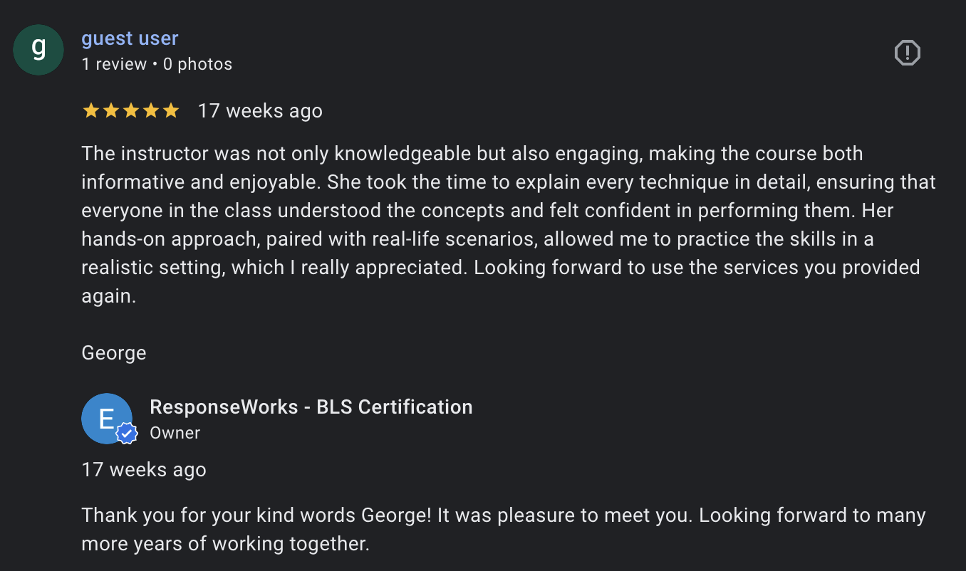 Google review from George — 5 stars