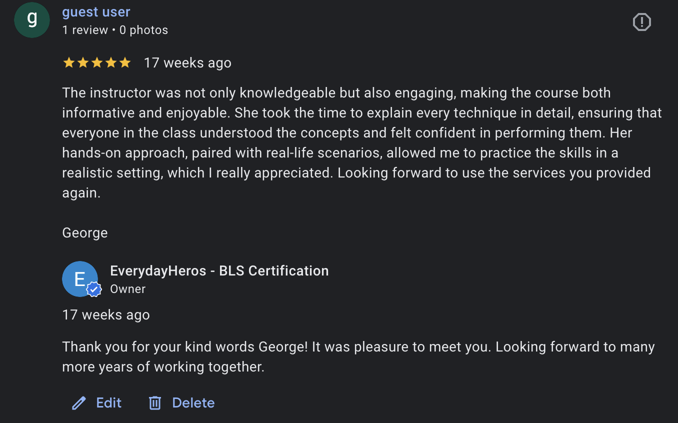 Google review from George — 5 stars